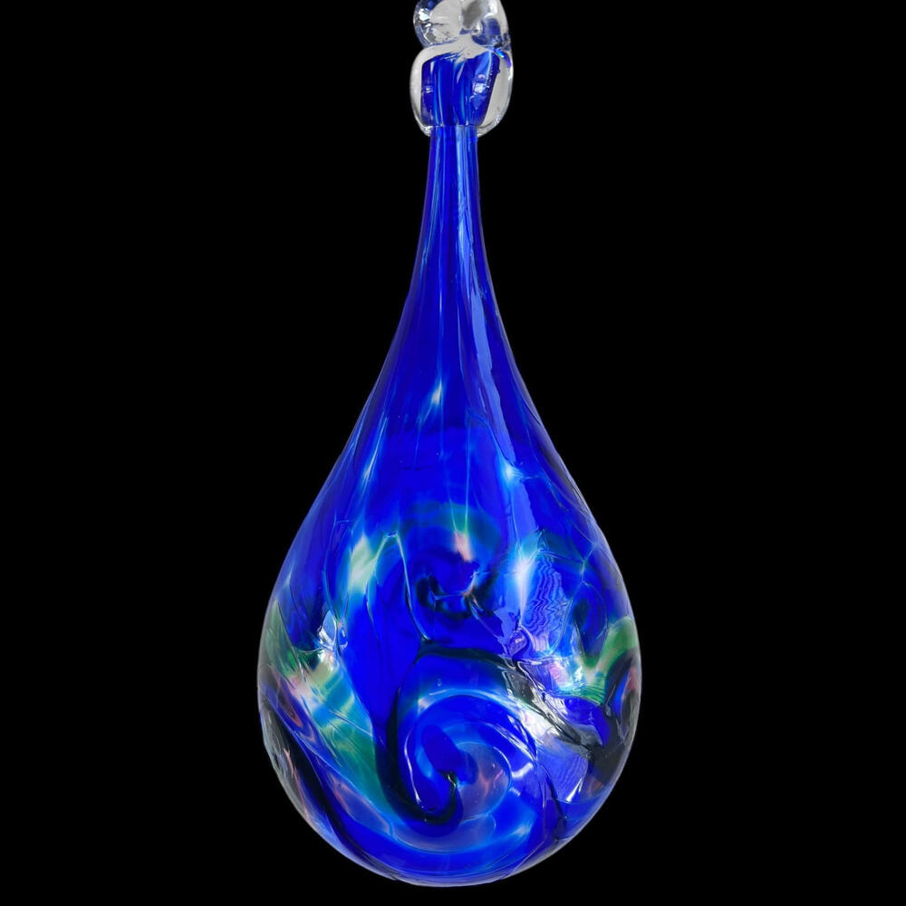 Extra Lrg HandBlown Teardrop Glass Cobalt Blue Green Friendship Ball